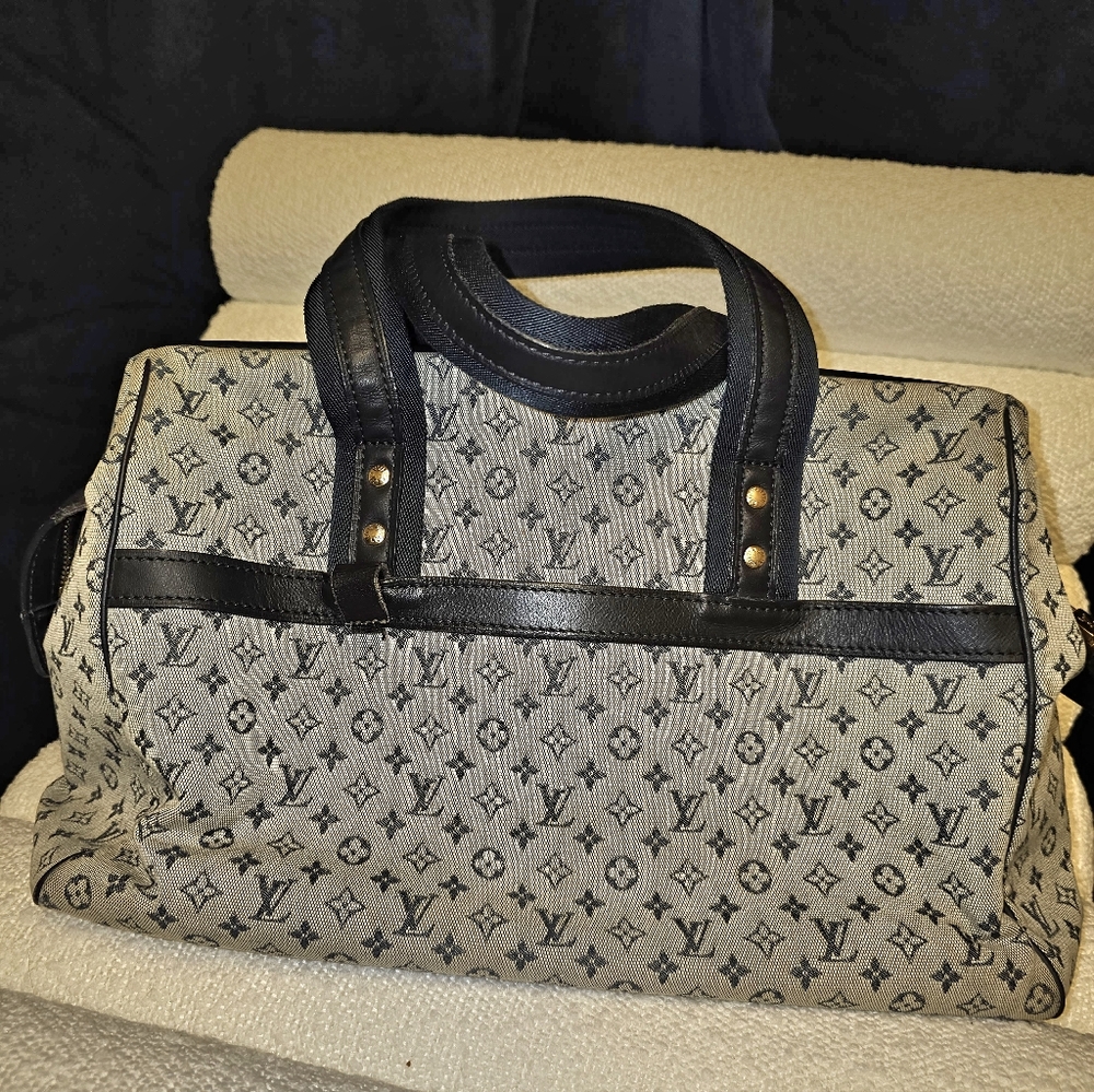 AUTHENTIC LOUIS VUITTON BLUE MINI LIN JOSEPHINE GM USED